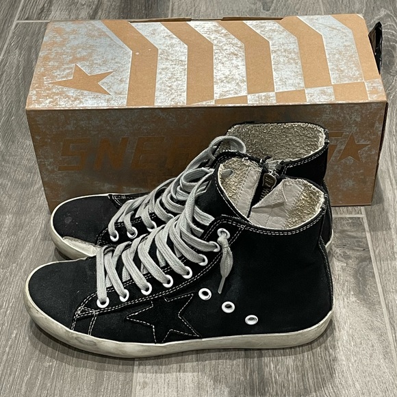 GOLDEN GOOSE Authentic Francy Black canvas high top sneaker-36 - Picture 5 of 10